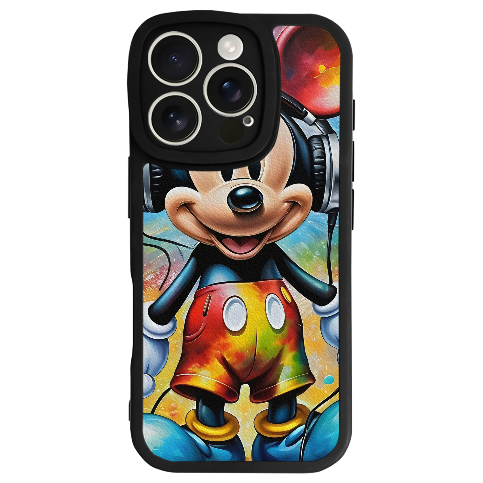 （画像用） ミッキーマウス Mickey Mouse 【iPhone 16シリーズ対応】シリコンスマホケース（レザー調） 材質：シリコン
